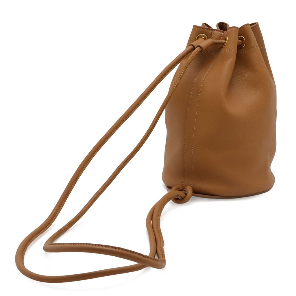Loewe Sarah Small Drawstring Bucket Bag Leather Warm Dessert Brown — view 2