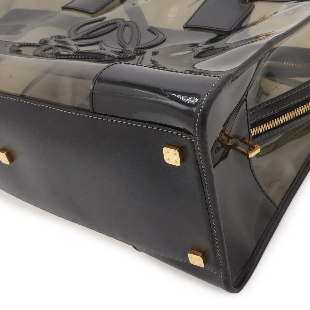 Loewe Amazona 36 Anagram Tote Vinyl Leather Clear Black Gold — view 3