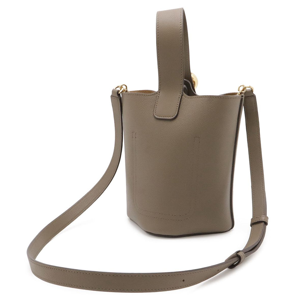 Loewe Pebble Bucket Bag Mini 2-Way Calfskin Leather Gray Ju Gold — view 2