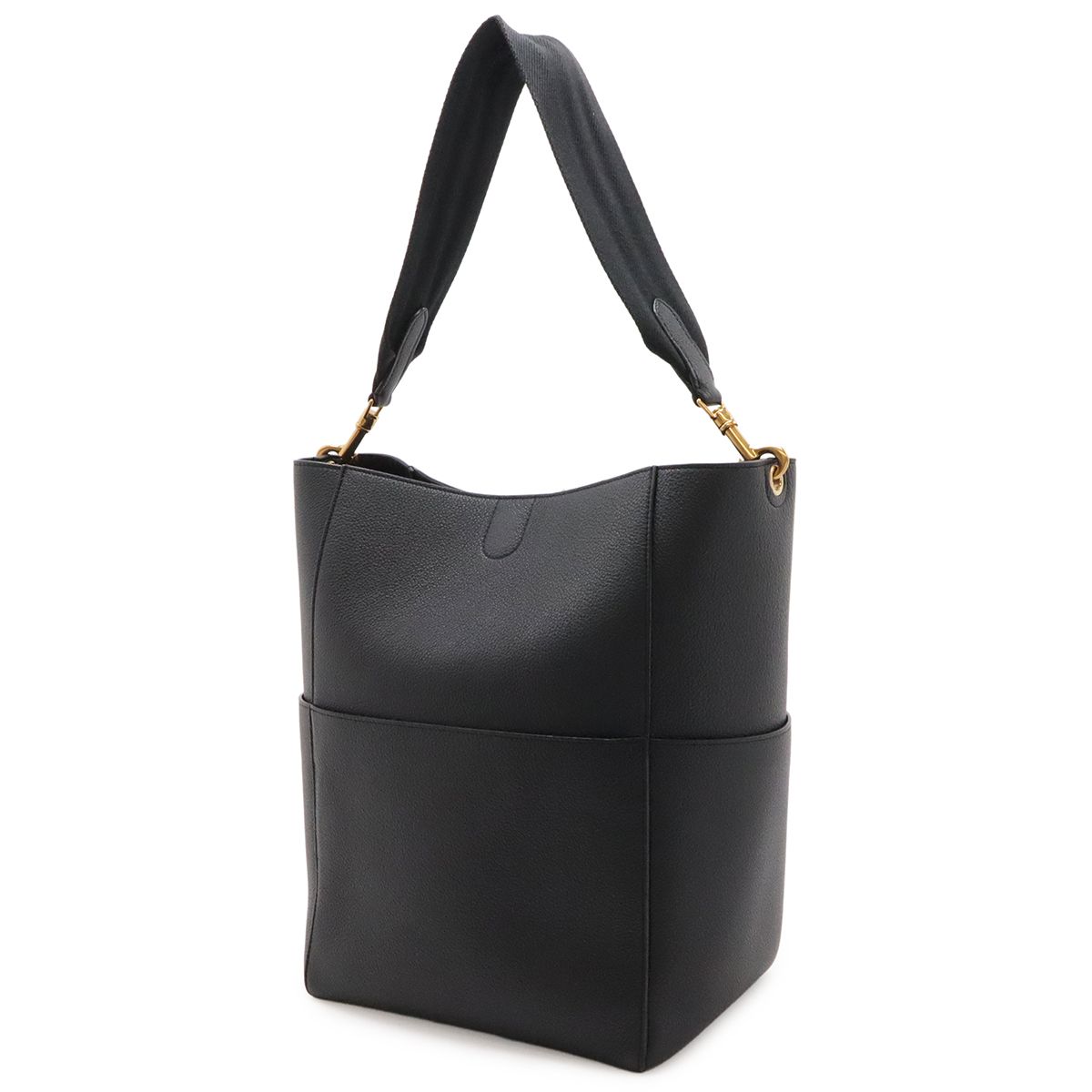 Celine Sangles Bucket Shoulder Bag Leather Black Gold — view 2