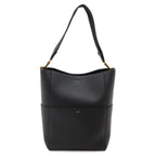 Celine Sangles Bucket Shoulder Bag Leather Black Gold