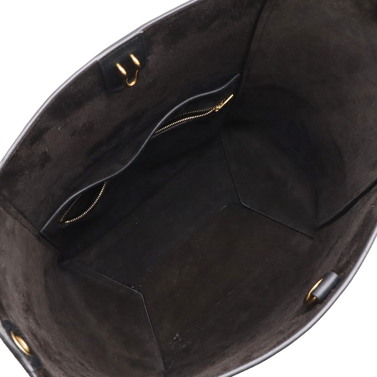 Celine Sangles Bucket Shoulder Bag Leather Black Gold — view 6