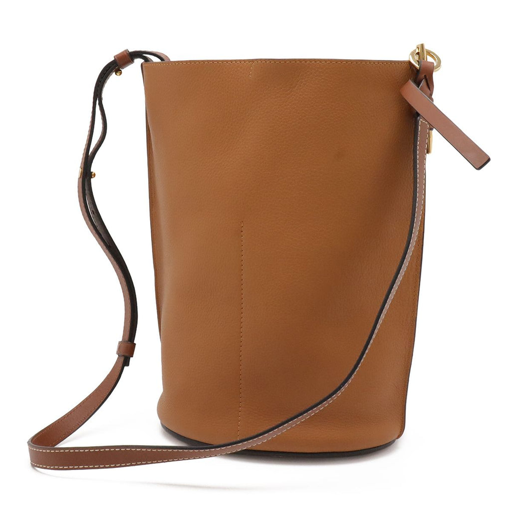 Loewe Anagram Gate Bucket Bag Crossbody Leather Black Camel Brown Gold — view 2