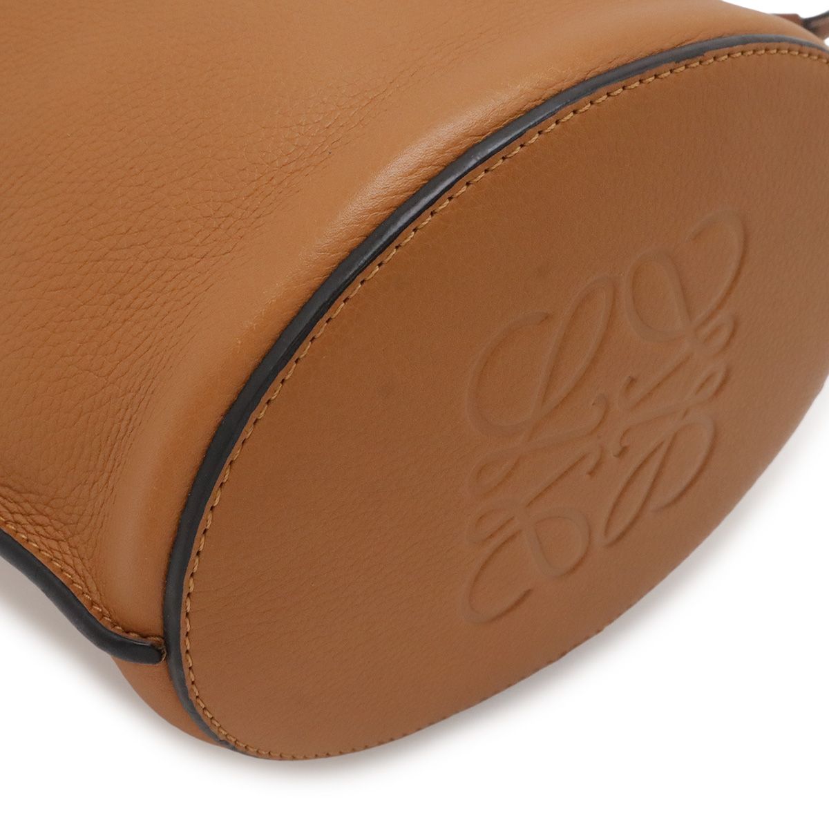 Loewe Anagram Gate Bucket Bag Crossbody Leather Black Camel Brown Gold — view 3