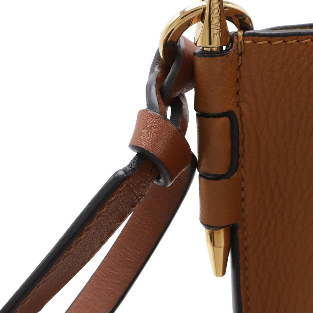 Loewe Anagram Gate Bucket Bag Crossbody Leather Black Camel Brown Gold — view 5