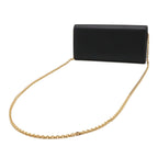 Fendi FF Diamond Chain Wallet Clutch 2-Way Pochette Leather Black Gold — view 2
