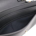 Fendi FF Diamond Chain Wallet Clutch 2-Way Pochette Leather Black Gold — view 9