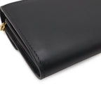 Fendi FF Diamond Chain Wallet Clutch 2-Way Pochette Leather Black Gold — view 3