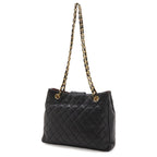 Chanel Quilted CC Logo Chain Shoulder Bag Lambskin Leather Black Gold — view 2