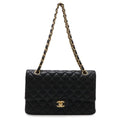 Chanel Quilted 25 CC Logo Chain Shoulder Bag Lambskin Black Gold