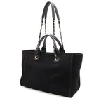 Chanel Deauville Line Small Shopping Tote 2-Way Chain Shoulder Bag Canvas Black — view 2