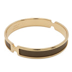 Hermes Bracelet Olympe Bangle Yellow Gold Plaited Leather Gray — view 2