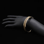Hermes Bracelet Olympe Bangle Yellow Gold Plaited Leather Gray — view 5