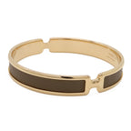 Hermes Bracelet Olympe Bangle Yellow Gold Plaited Leather Gray — view 3