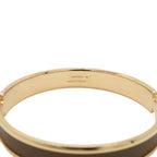 Hermes Bracelet Olympe Bangle Yellow Gold Plaited Leather Gray — view 4