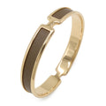 Hermes Bracelet Olympe Bangle Yellow Gold Plaited Leather Gray