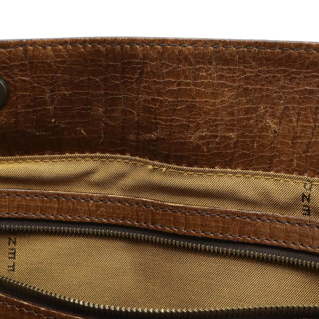 Fendi Zucca Etnico Tote Shoulder Bag Nylon Jacquard Leather Khaki Brown — view 7