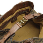 Fendi Zucca Etnico Tote Shoulder Bag Nylon Jacquard Leather Khaki Brown — view 5