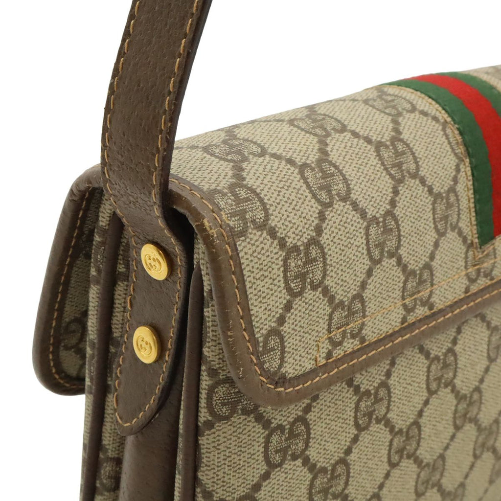 Gucci Vintage GG Plus Sherry Line Shoulder Bag Pochette Beige Mocha Brown — view 4