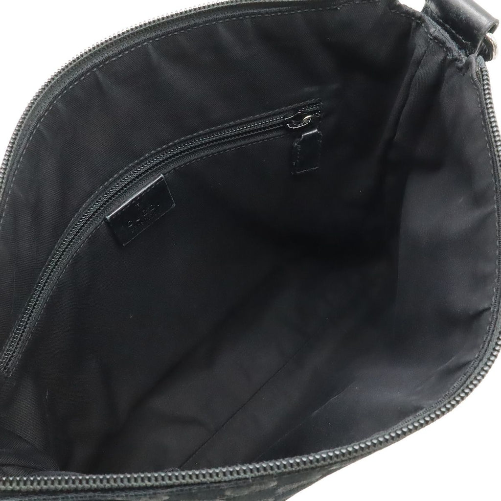 Gucci GG Canvas Shoulder Bag Crossbody Perforated Leather Black Silver — view 6