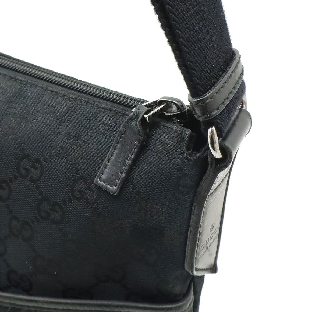 Gucci GG Canvas Shoulder Bag Crossbody Perforated Leather Black Silver — view 4