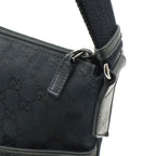 Gucci GG Canvas Shoulder Bag Crossbody Perforated Leather Black Silver — view 4