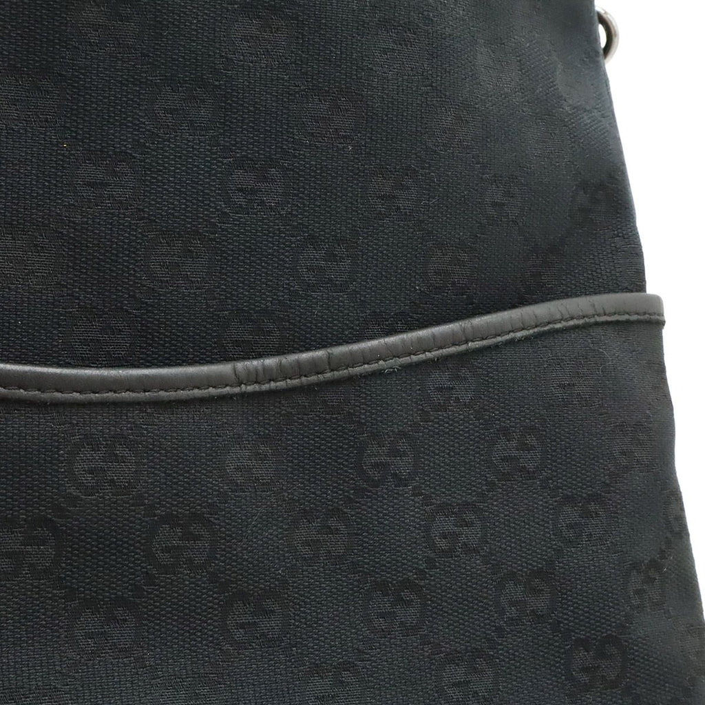 Gucci GG Canvas Shoulder Bag Crossbody Perforated Leather Black Silver — view 8