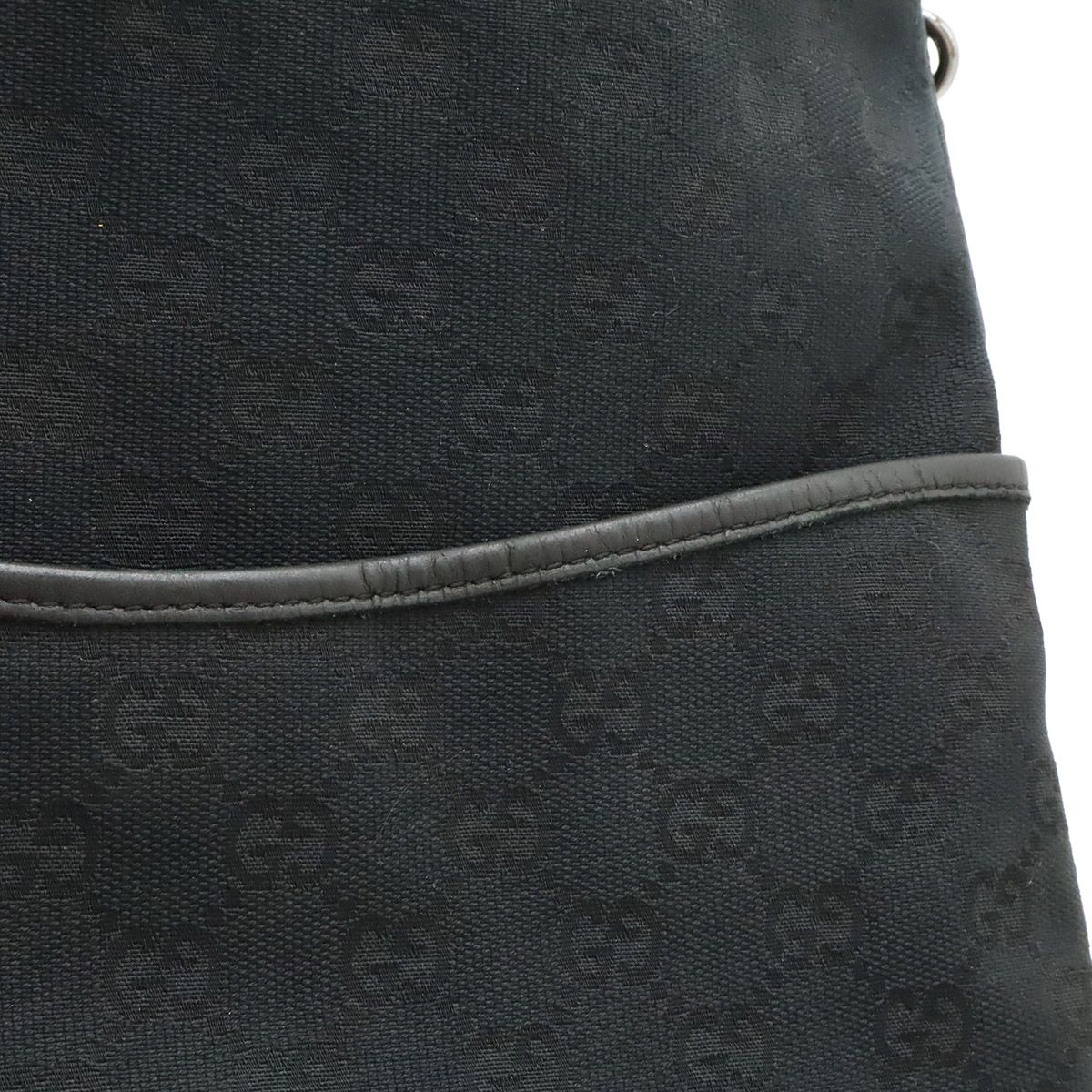 Gucci GG Canvas Shoulder Bag Crossbody Perforated Leather Black Silver — view 8