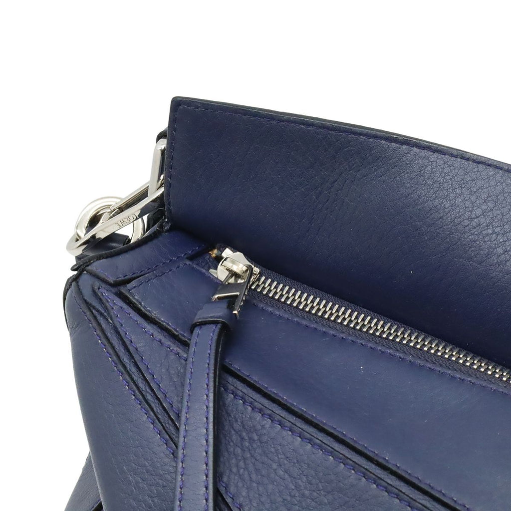 Loewe Puzzle Anagram 2-Way Shoulder Bag Crossbody Leather Navy Silver — view 5