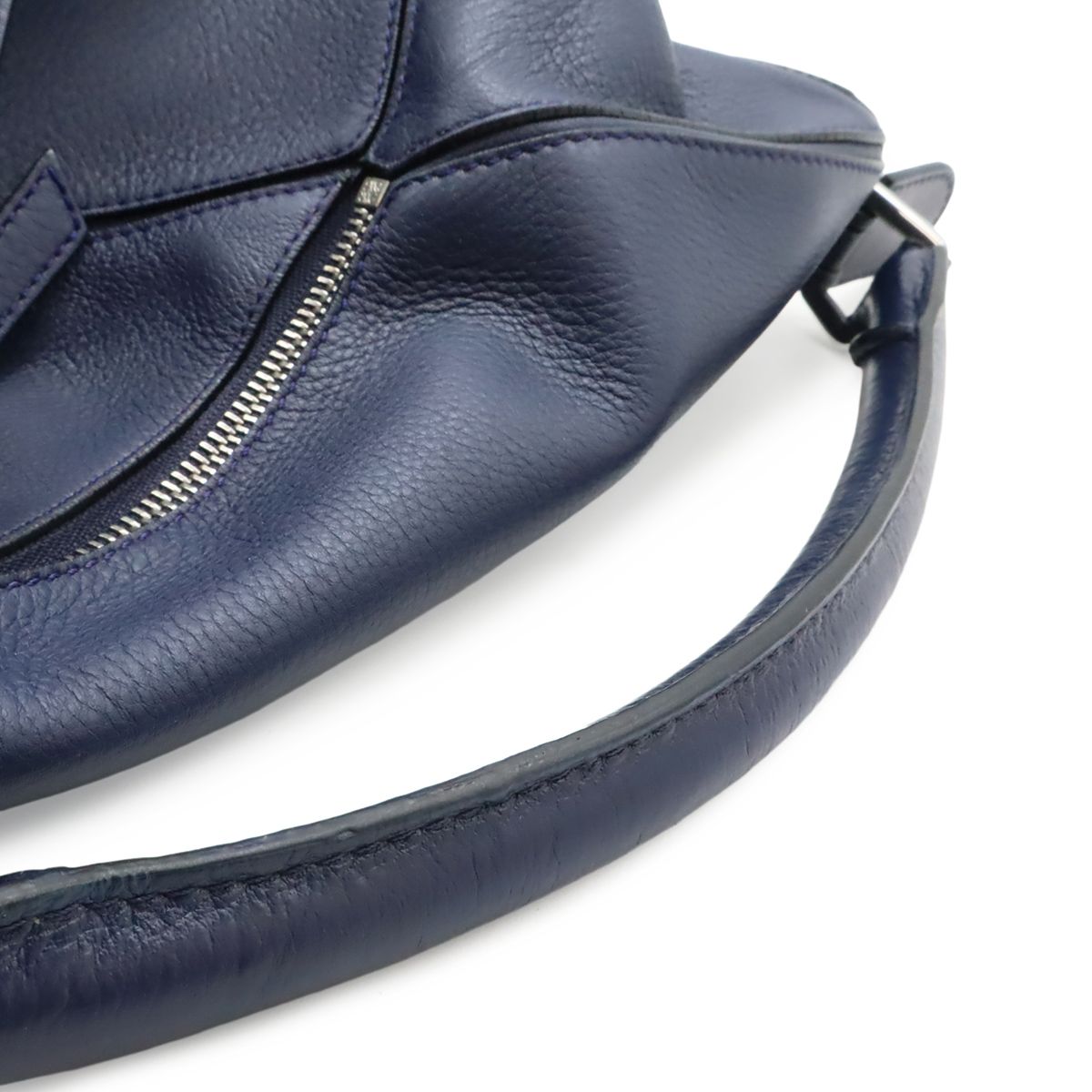 Loewe Puzzle Anagram 2-Way Shoulder Bag Crossbody Leather Navy Silver — view 4