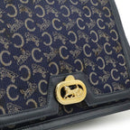 Celine C Macadam Horse Carriage Shoulder Bag Canvas Leather Navy Gold — view 9