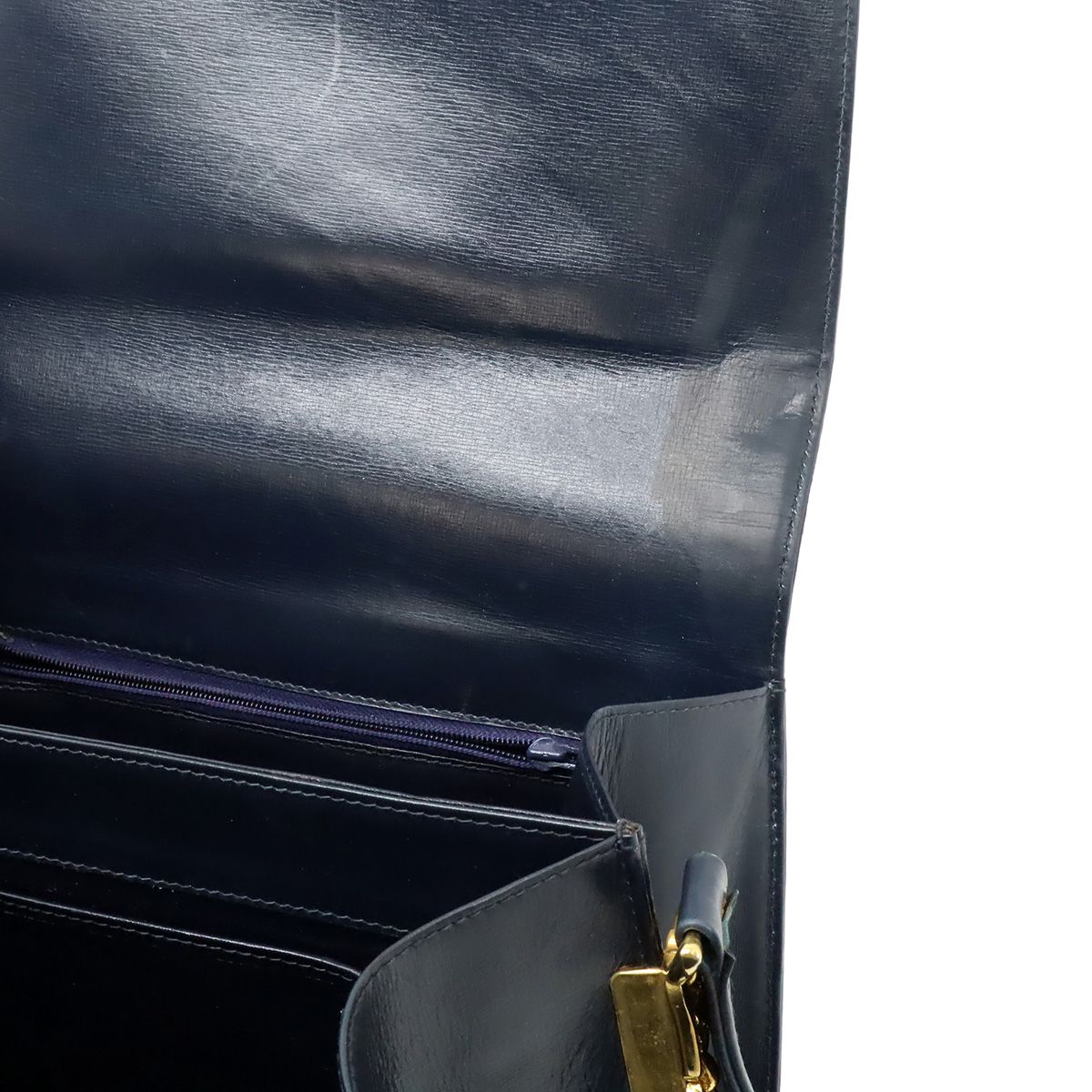 Celine C Macadam Horse Carriage Shoulder Bag Canvas Leather Navy Gold — view 7