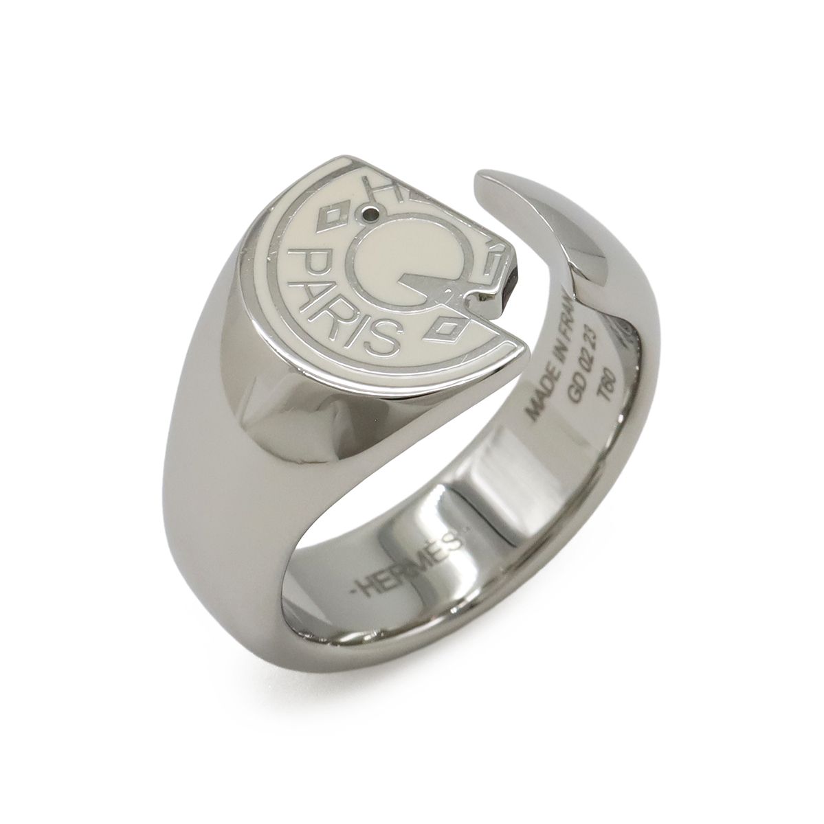Hermes Clou de Selle Cal Open Ring Metal Ivory