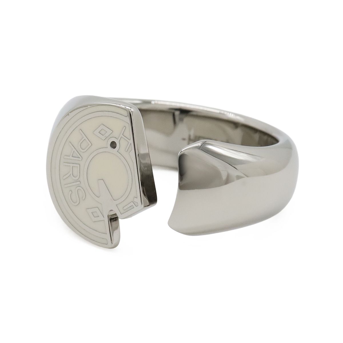 Hermes Clou de Selle Cal Open Ring Metal Ivory — view 2