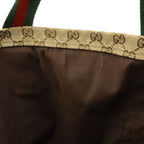 Gucci GG Canvas Sherry Line Tote Shoulder Leather Khaki Beige Green — view 6