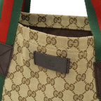 Gucci GG Canvas Sherry Line Tote Shoulder Leather Khaki Beige Green — view 8