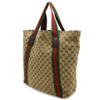 Gucci GG Canvas Sherry Line Tote Shoulder Leather Khaki Beige Green — view 2