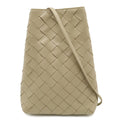 Bottega Veneta Intrecciato Shoulder Bag Pochette Pouch Leather Gray