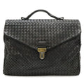 Bottega Veneta Intrecciato Business Briefcase Documents Purse Leather Black