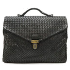 Bottega Veneta Intrecciato Business Briefcase Documents Purse Leather Black