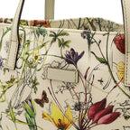 Gucci Flora Tote Floral Pattern Flower Canvas Leather White Multicolor — view 8