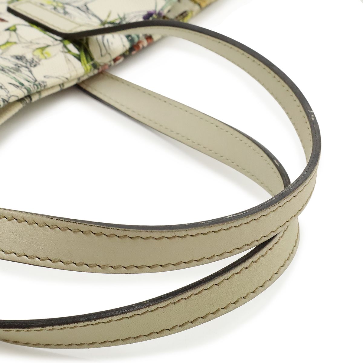 Gucci Flora Tote Floral Pattern Flower Canvas Leather White Multicolor — view 4