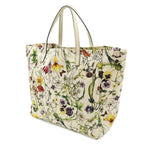 Gucci Flora Tote Floral Pattern Flower Canvas Leather White Multicolor — view 2