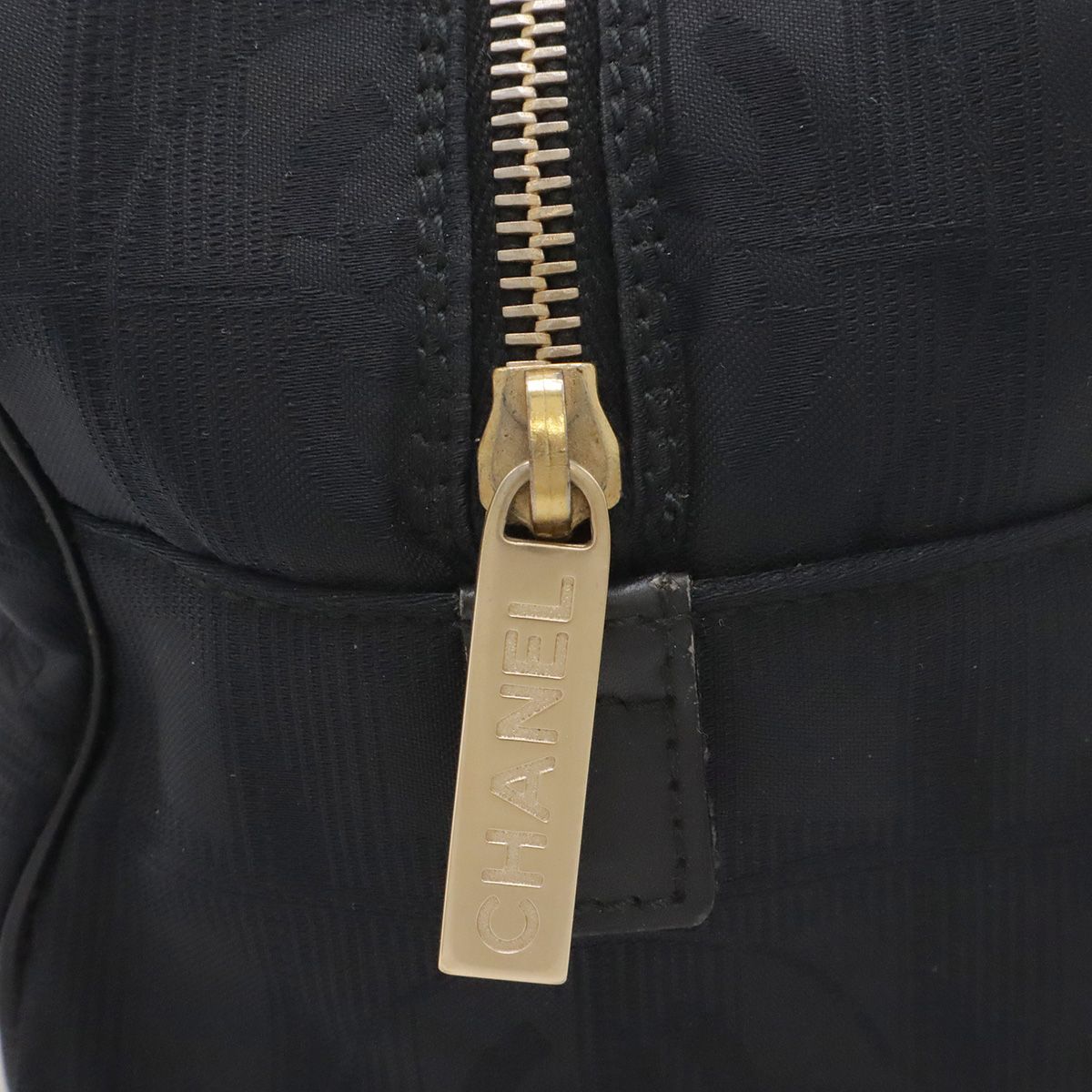 Chanel New Travel Line Mini Boston Bag Nylon Jacquard Leather Black Gold — view 4