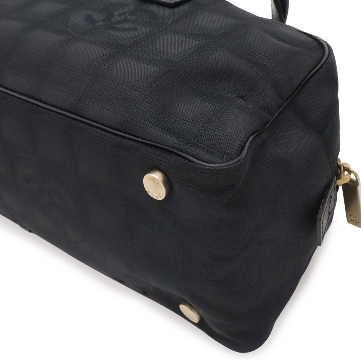 Chanel New Travel Line Mini Boston Bag Nylon Jacquard Leather Black Gold — view 3