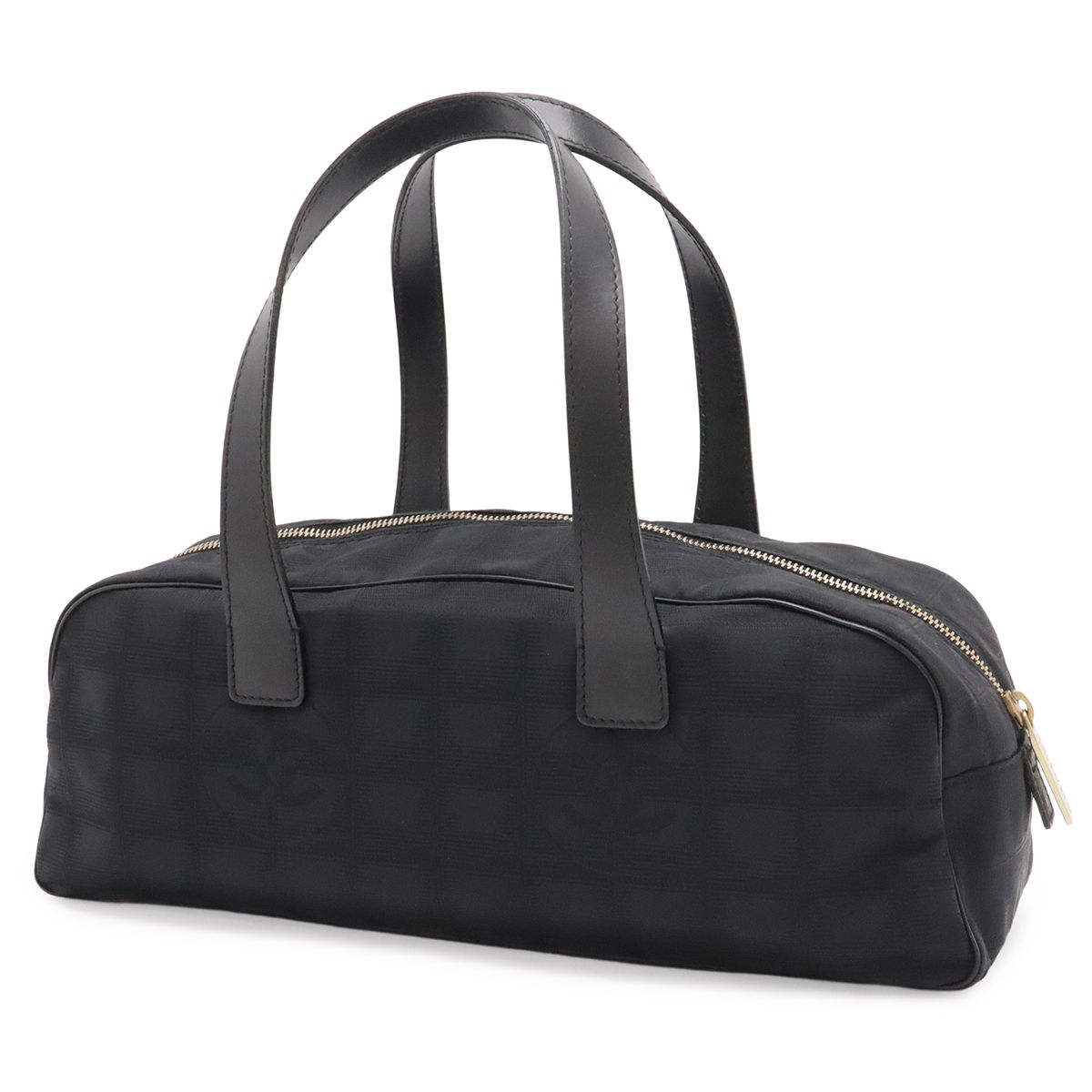 Chanel New Travel Line Mini Boston Bag Nylon Jacquard Leather Black Gold — view 2