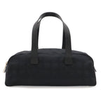 Chanel New Travel Line Mini Boston Bag Nylon Jacquard Leather Black Gold