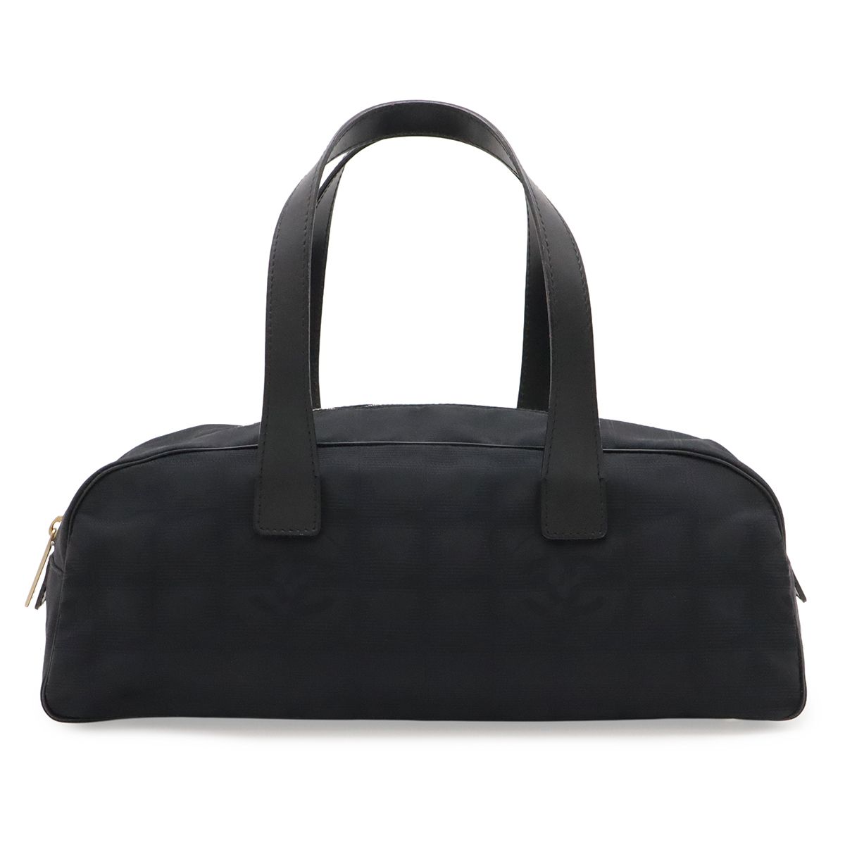 Chanel New Travel Line Mini Boston Bag Nylon Jacquard Leather Black Gold