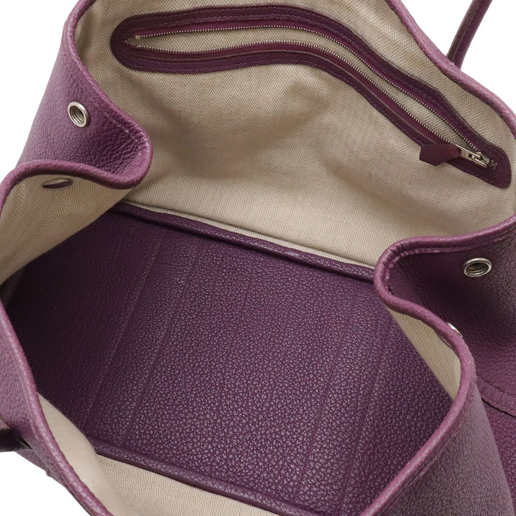 Hermes Garden Party PM Tote Negonda Leather Cassis Purple Silver — view 5