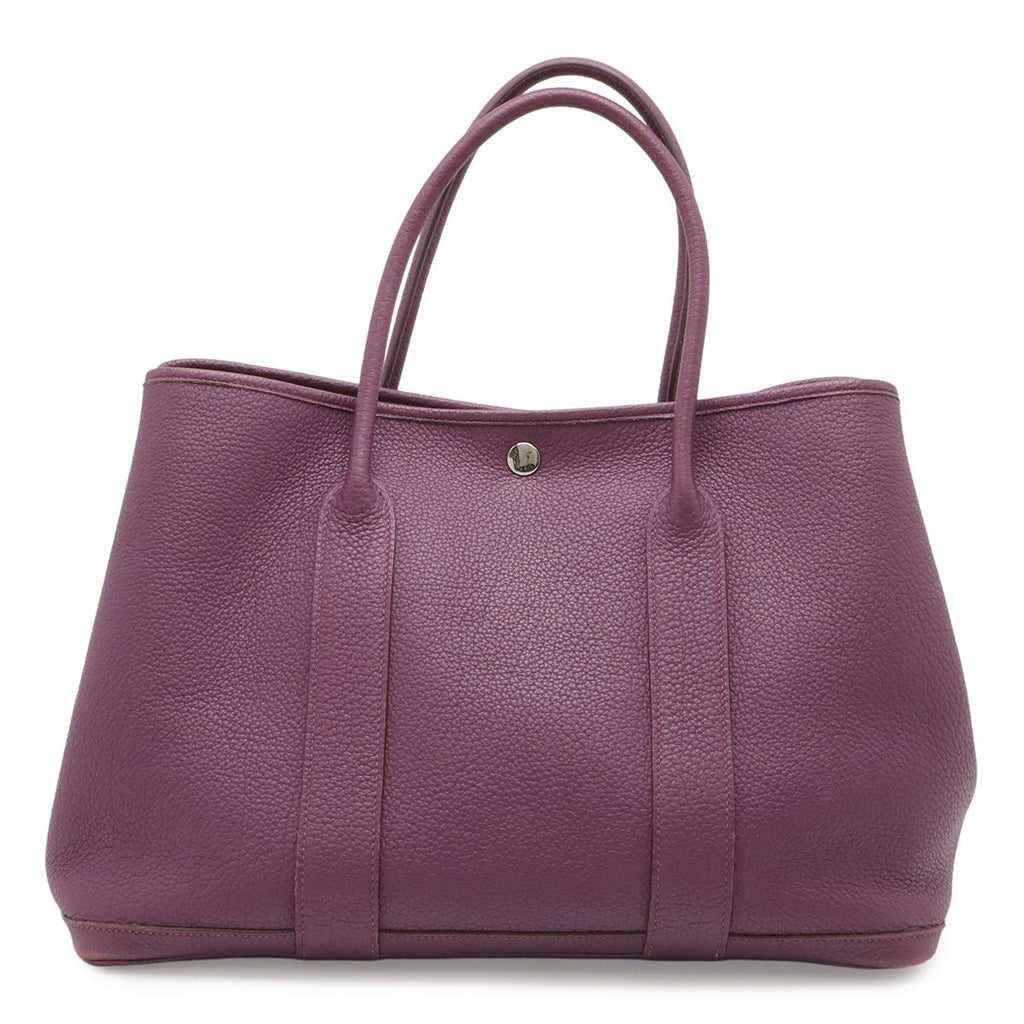 Hermes Garden Party PM Tote Negonda Leather Cassis Purple Silver